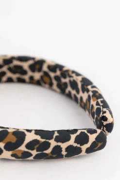 Bruine haarband met leopard print