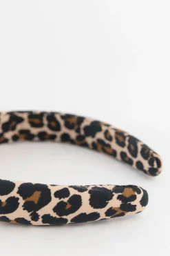 Bruine haarband met leopard print
