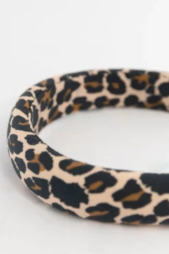 Bruine haarband met leopard print