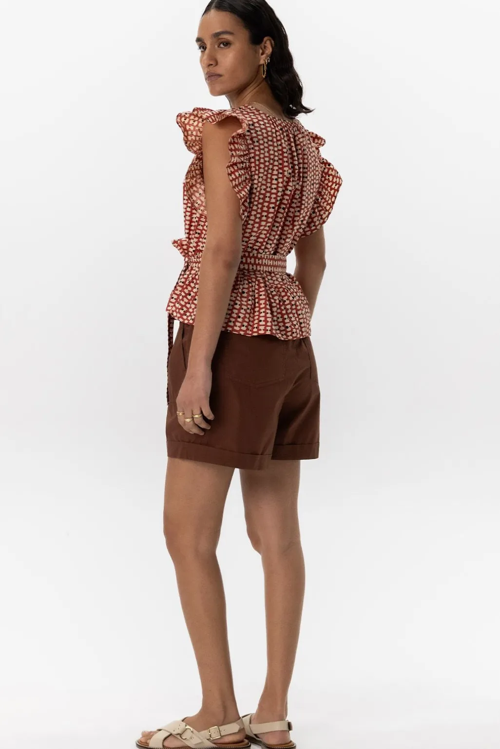 Bruine high waist poplin shorts