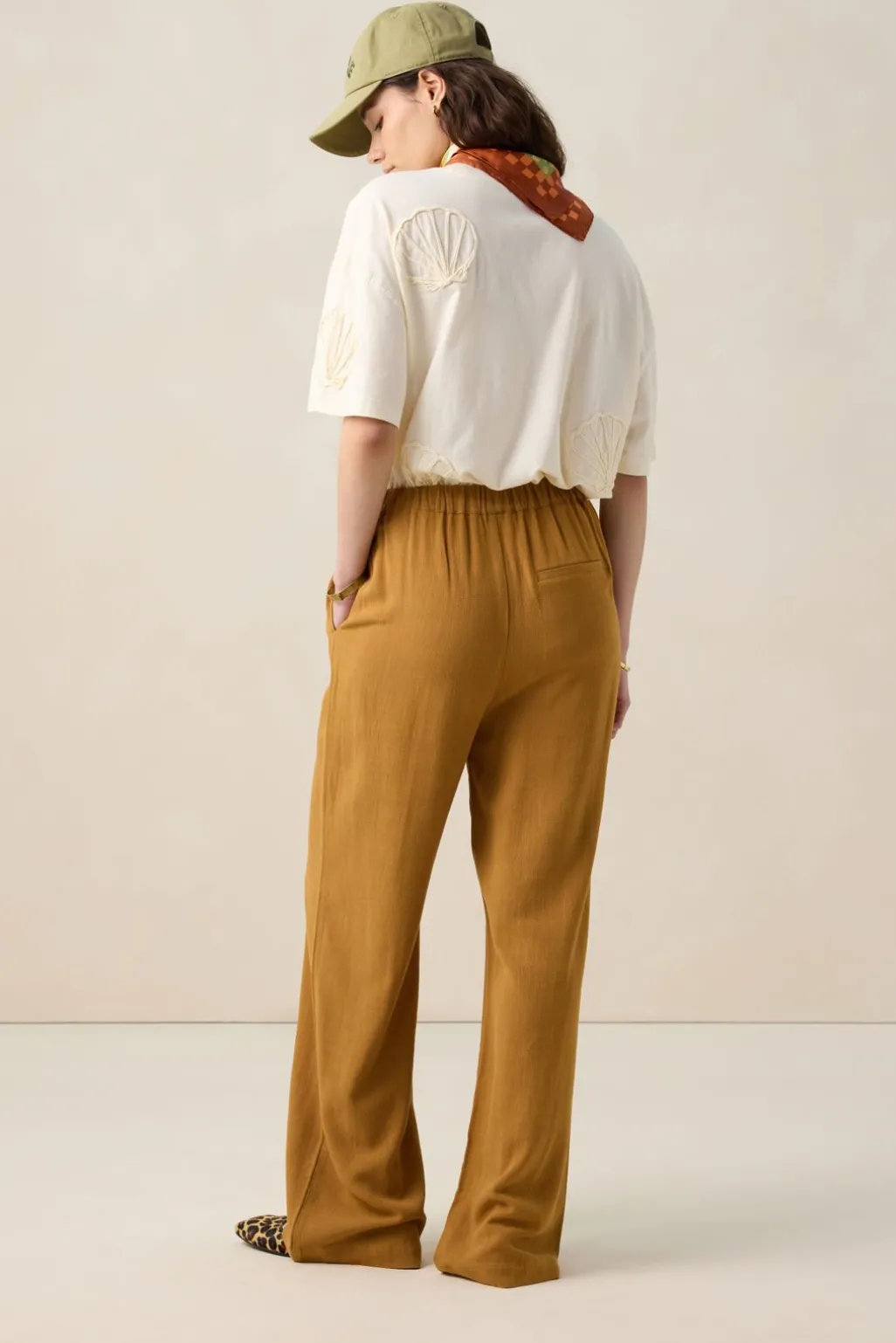 Bruine high waist wide leg broek
