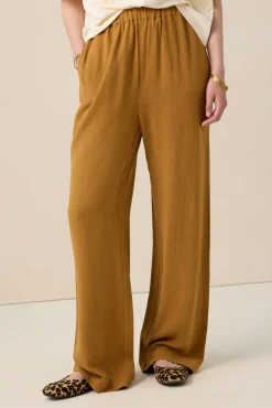 Bruine high waist wide leg broek