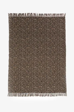 Bruine jacquard geweven sprei met leopard print (200x250 CM)