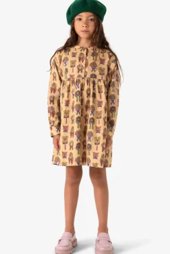 Bruine jurk met hondenprint
