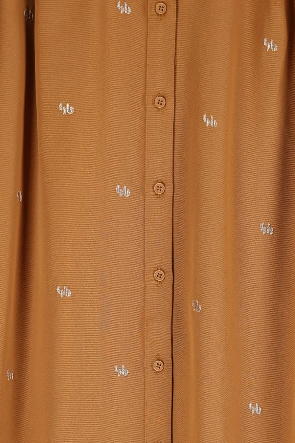 Bruine jurk met pofmouwen en embroidery