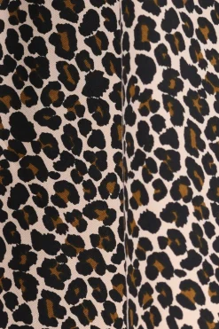 Bruine katoenen theedoek met leopard print