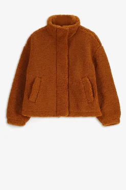 Bruine korte teddy jas