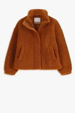 Bruine korte teddy jas
