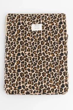 Bruine laptophoes met leopard print