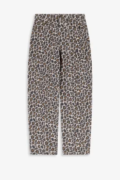 Bruine mid waist balloon leg jeans met leopard print