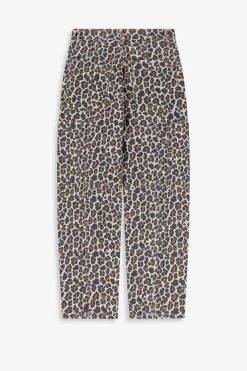 Bruine mid waist balloon leg jeans met leopard print