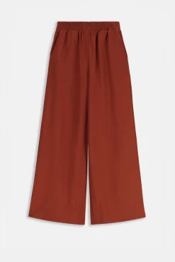 Bruine mid waist wide leg pantalon
