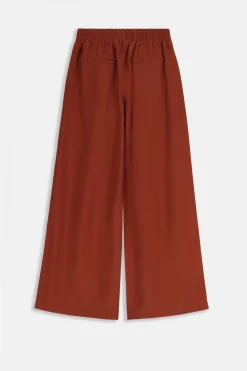 Bruine mid waist wide leg pantalon