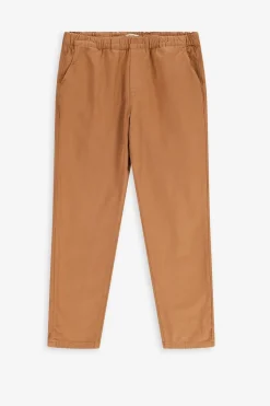 Bruine mid-rise katoenen broek met aantrekkoord