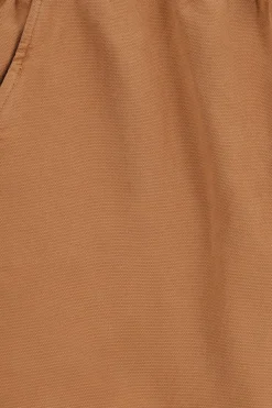 Bruine mid-rise katoenen broek met aantrekkoord