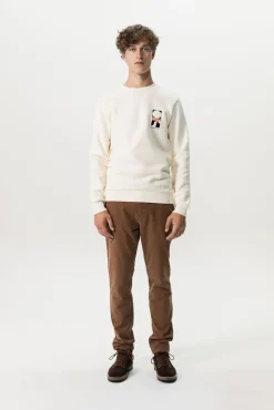 Bruine mid-rise katoenen chino