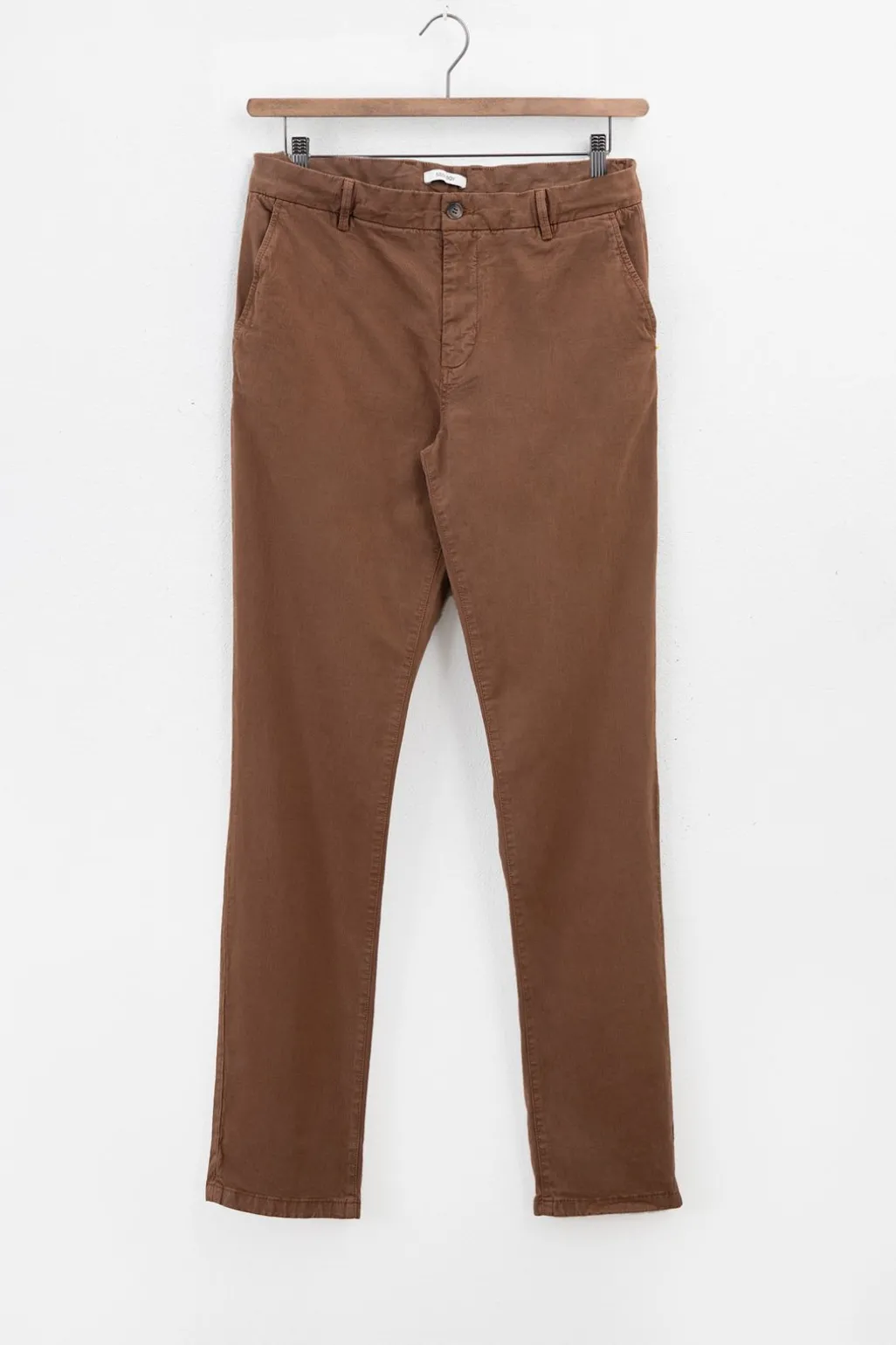 Bruine mid-rise katoenen chino
