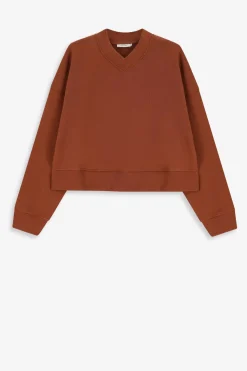 Bruine oversized sweater met v-hals
