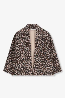 Bruine padded jack met leopard print