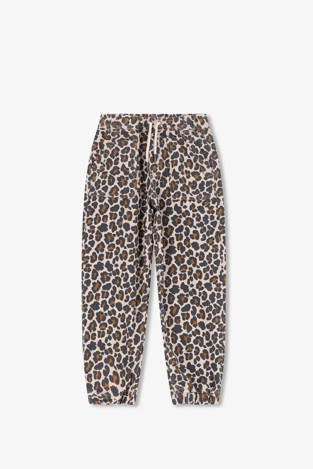 Bruine pull on broek met leopard print