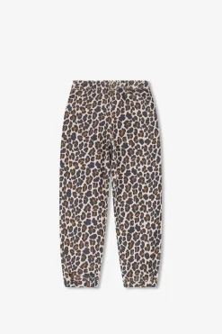 Bruine pull on broek met leopard print