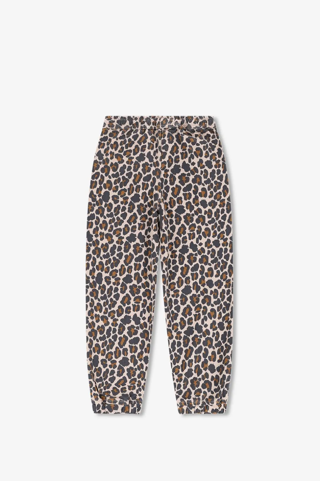 Bruine pull on broek met leopard print