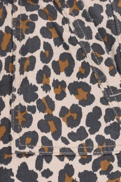 Bruine pull on broek met leopard print