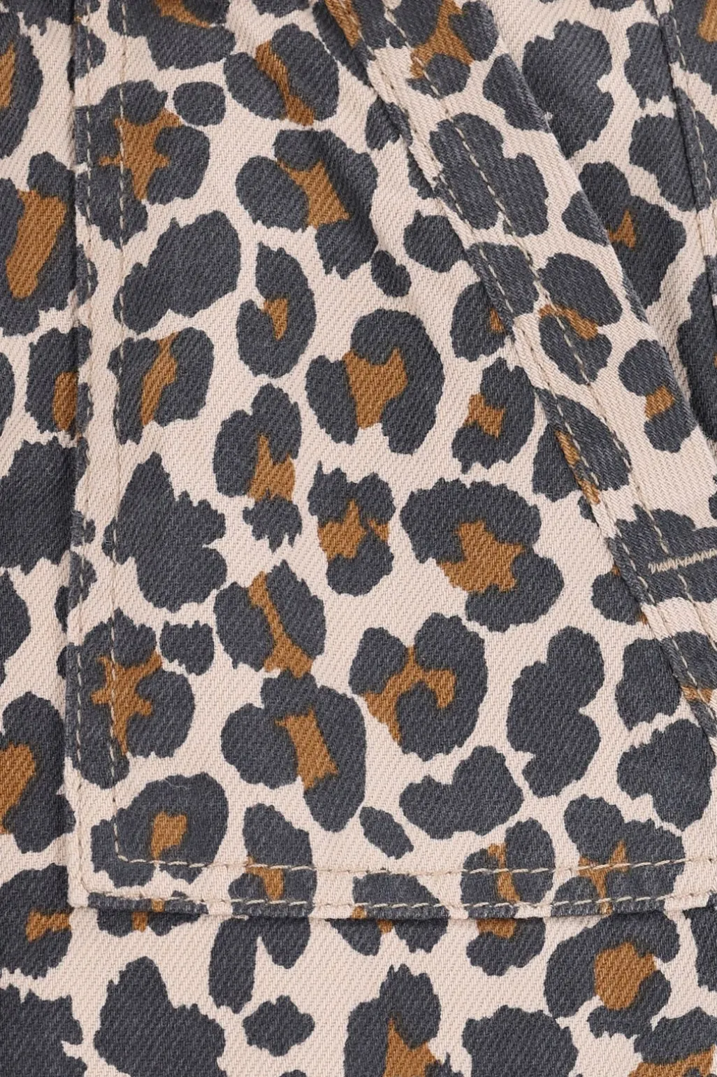 Bruine pull on broek met leopard print