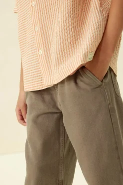 Bruine pull on broek met aantrekkoorden