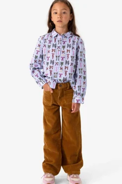 Bruine ribcord straight leg broek