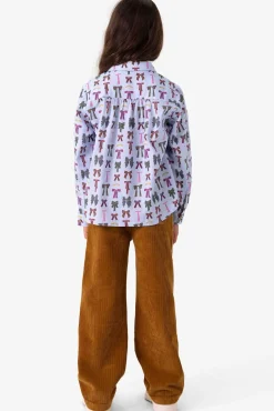Bruine ribcord straight leg broek