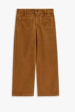 Bruine ribcord straight leg broek