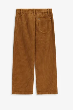 Bruine ribcord straight leg broek