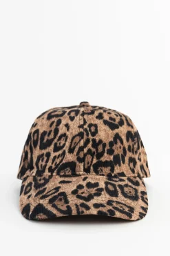 Bruine ribstof pet met leopard print