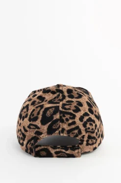 Bruine ribstof pet met leopard print