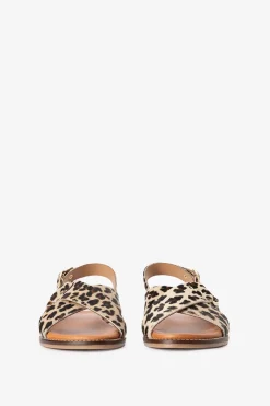 Bruine sandalen met leopard print
