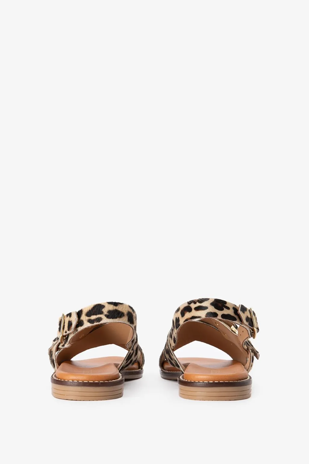 Bruine sandalen met leopard print