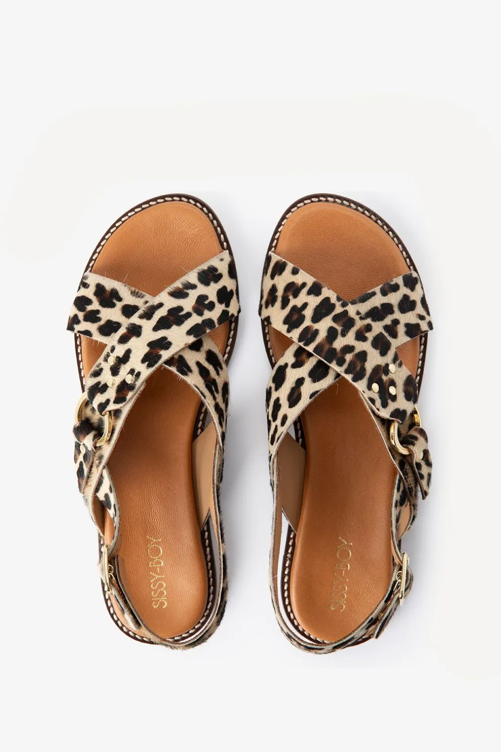 Bruine sandalen met leopard print