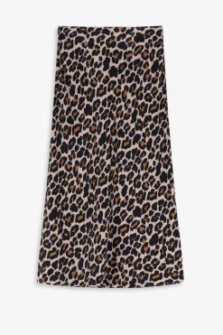 Bruine satijnen rok met leopard print
