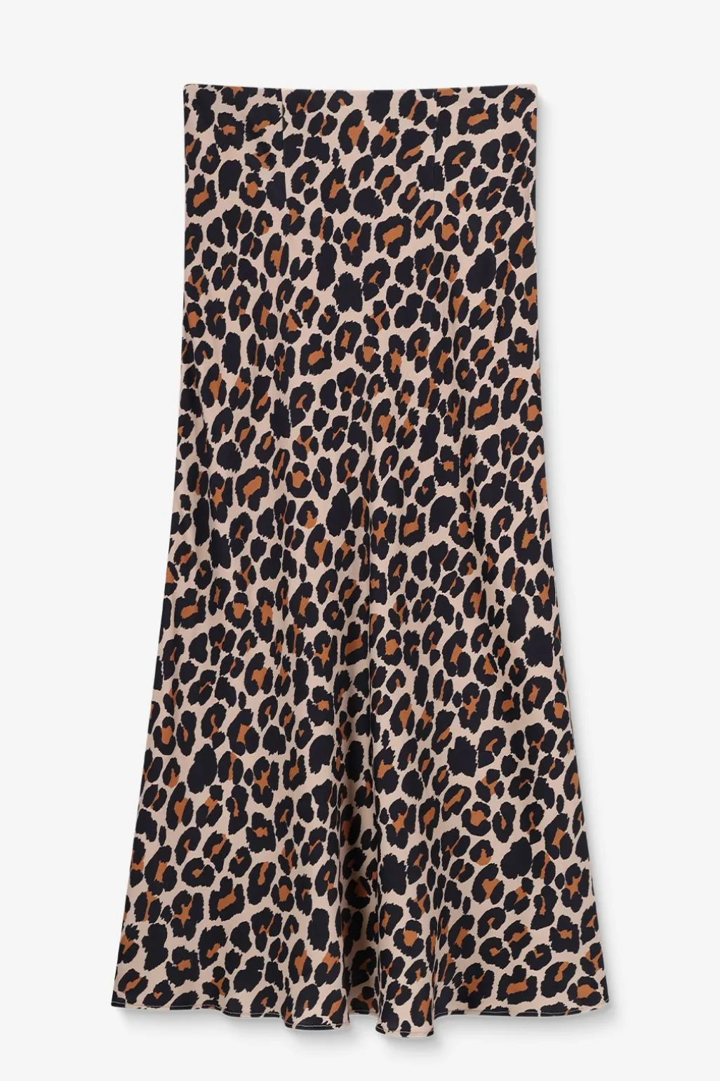 Bruine satijnen rok met leopard print