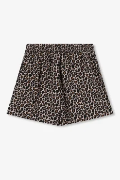 Bruine short met leopard print