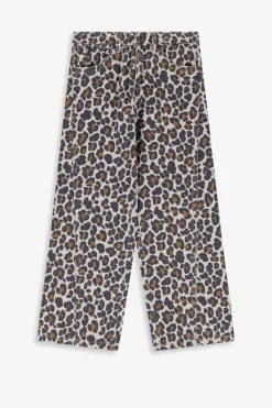 Bruine straight leg jeans met leopard print