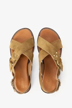 Bruine suède sandalen