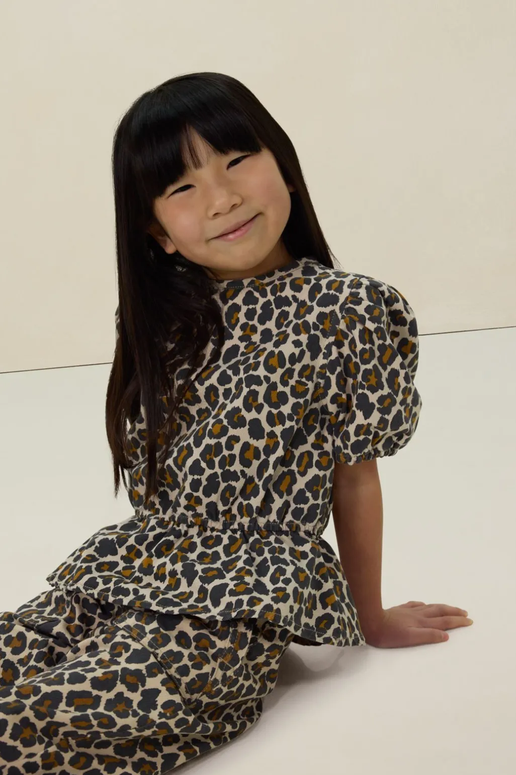 Bruine top met leopard print