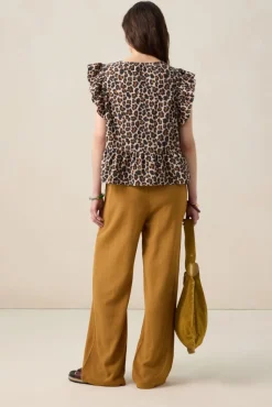 Bruine top met leopard print
