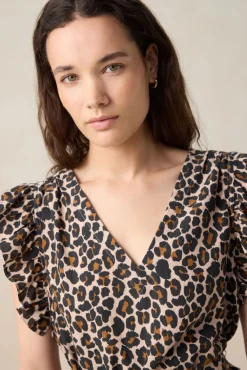 Bruine top met leopard print