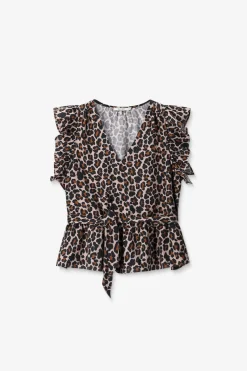 Bruine top met leopard print