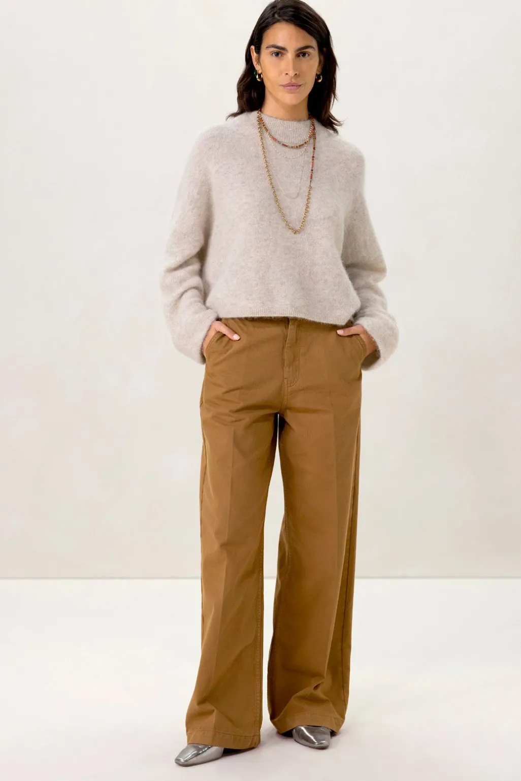 Bruine wide leg jeans