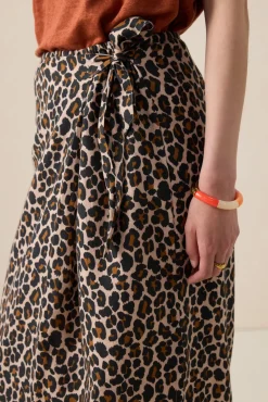 Bruine wikkelrok met leopard print