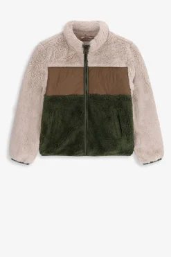 Colourblock jas met faux fur